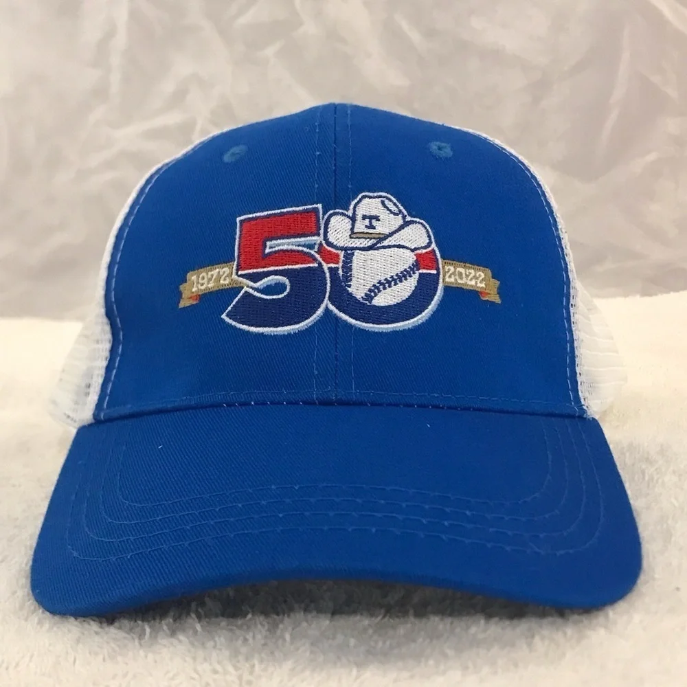 Idegy's Texas Rangers 50th Anniversary Adjustable Blue & White Baseball Cap